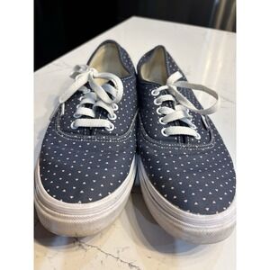 VANS Off the Wall Skate Sneaker Blue White Hearts Woman 7.5